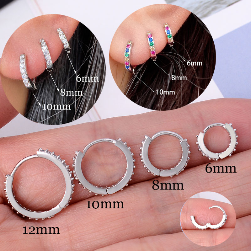 Conch Earring Hoop - Arc-en-ciel CZ Huggies boucles d'oreilles cerceau