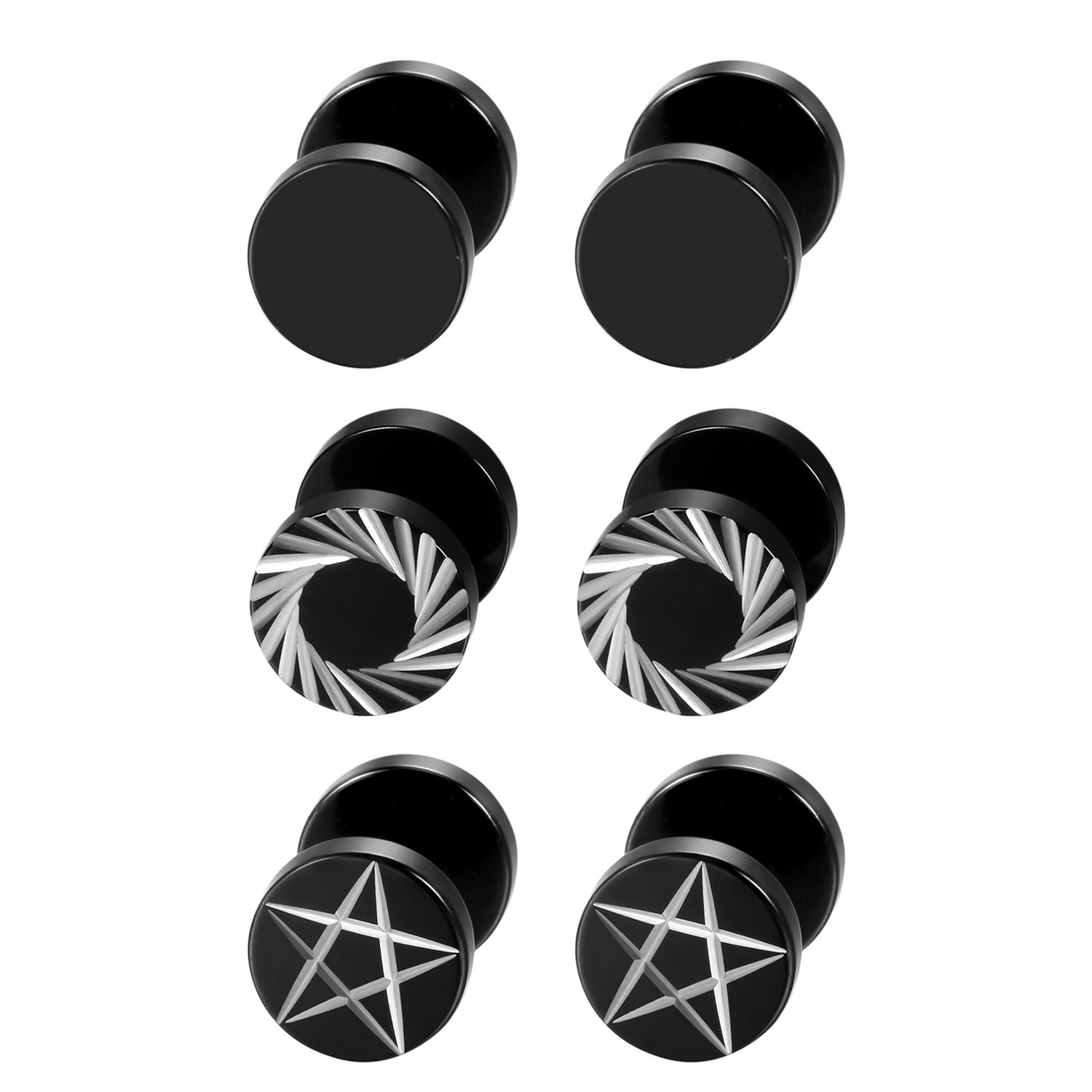Body Jewelry Ear Gauges - Boucles d'oreilles pentagramme en acier inoxydable