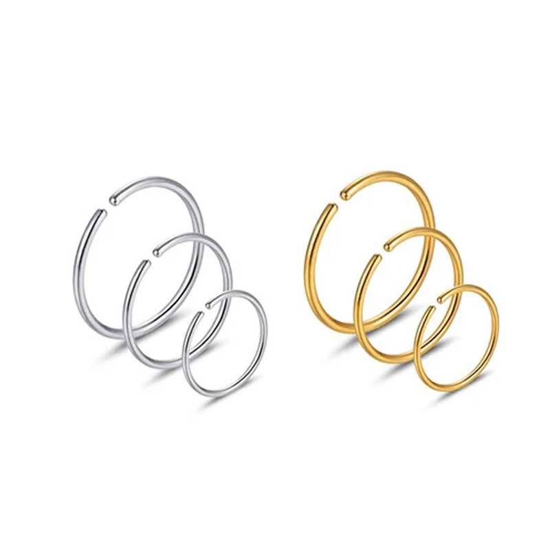 Body Jewelry Hypoallergenic - Lot de 6 Anneaux de Nez