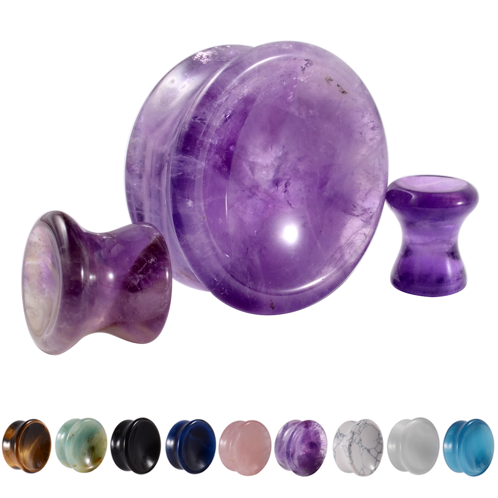 Body Jewelry Ear Gauges - Paire de jauges d'oreille en pierre