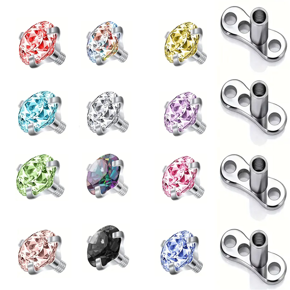 Dermal Anchor Top - 16 pièces cristal Zircon dérmique ancre