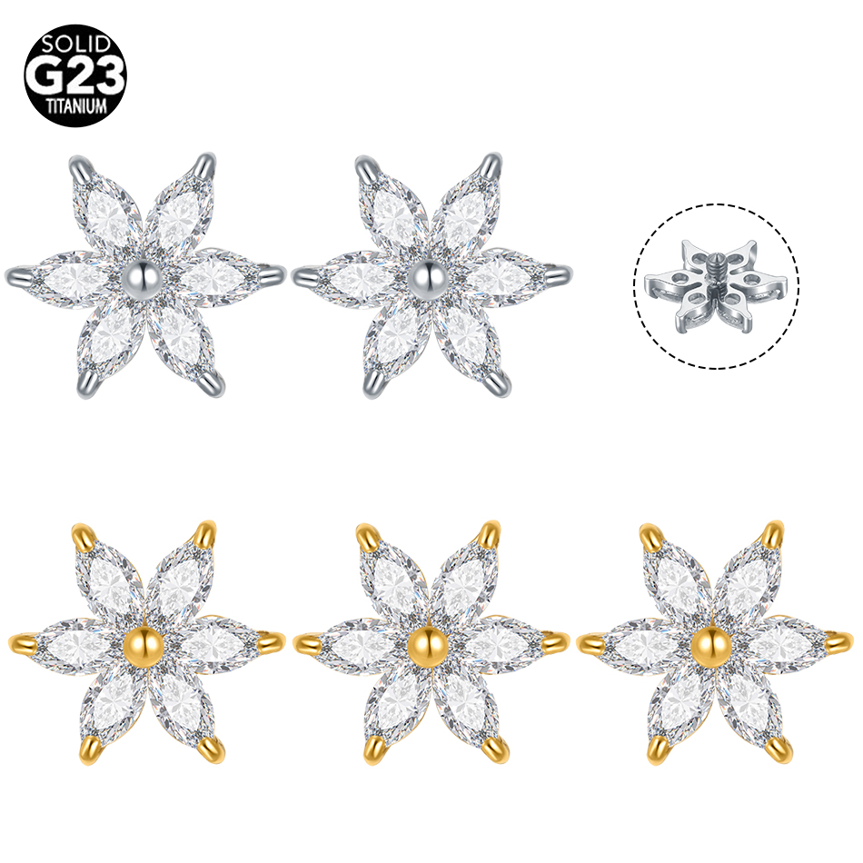 1/5 pièces titane cristal fleu - Dermal Anchor Top avis et prix