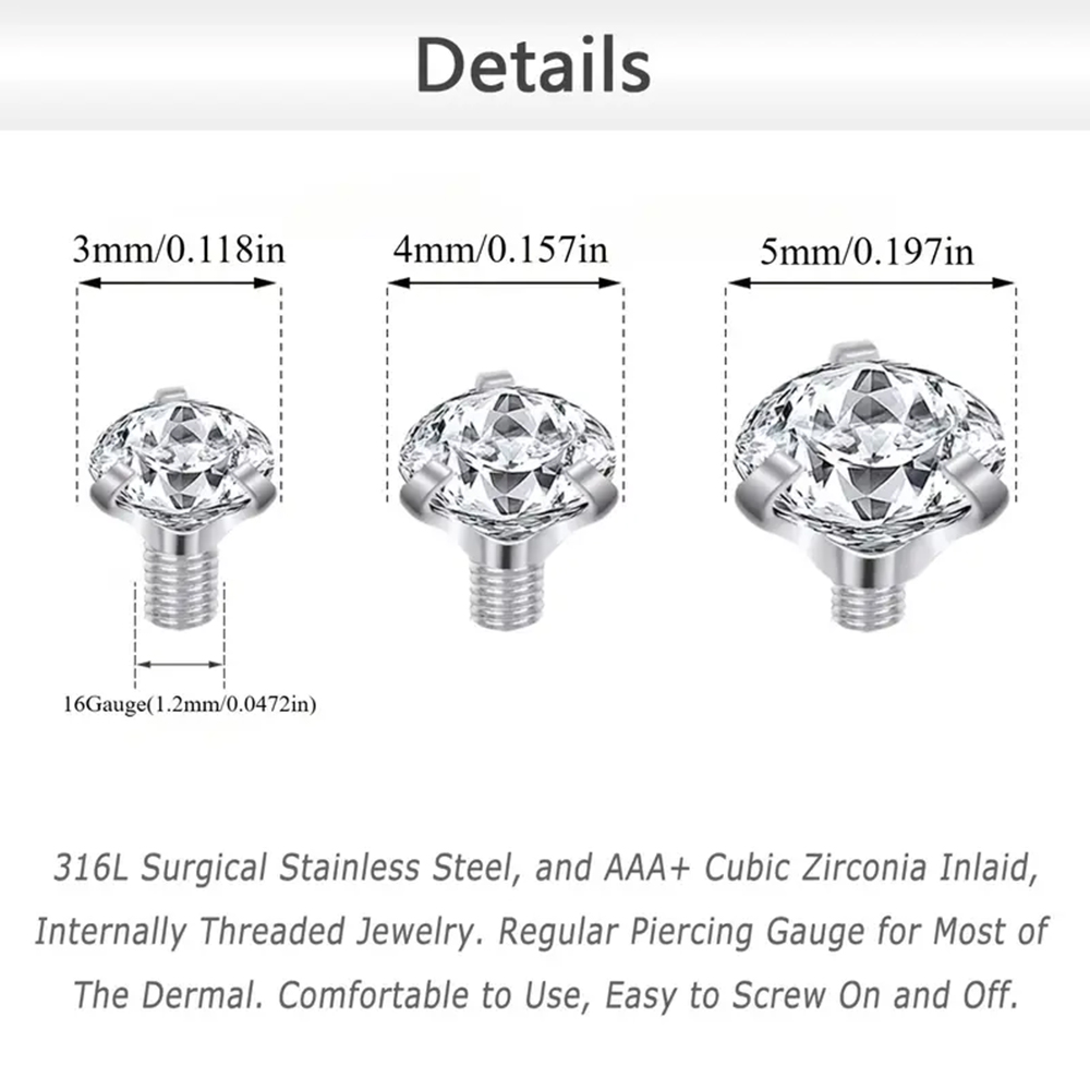 16 pièces cristal Zircon dérmi - Dermal Anchor Top avis et prix